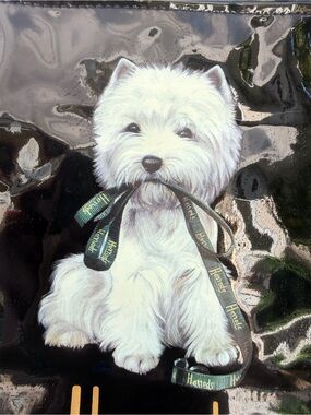 NWoT HARROD Kingsbridge Westie 🐶 LOGO zippered black medium tote bag.